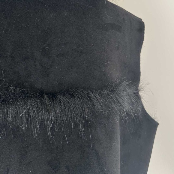 Vintage Deborah Murray 90s y2k Faux Suede Faux Fur Black Penny Lane Mobwife Vest - Picture 9 of 11